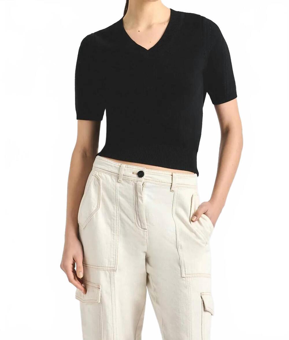 NEW DEREK LAM 10 CROSBY serenea pointelle sweater top in black